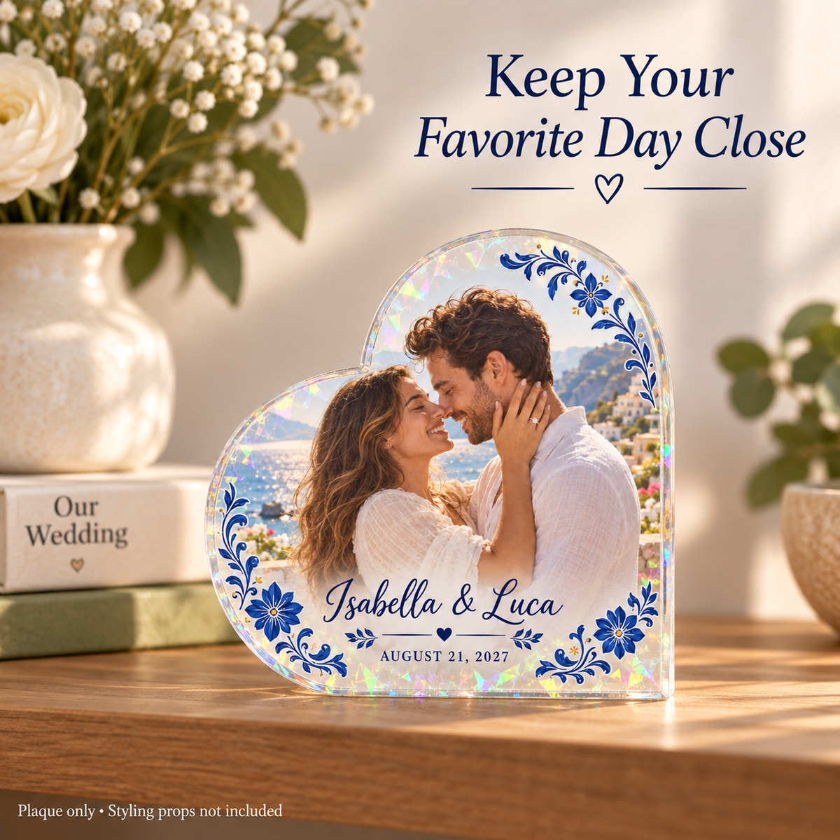 Coastal Heart | Personalized Hologram Photo Plaque - lifestyle