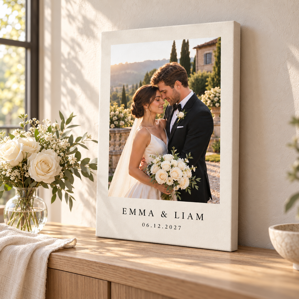 Ivory Editorial personalized wedding canvas print - keepsake