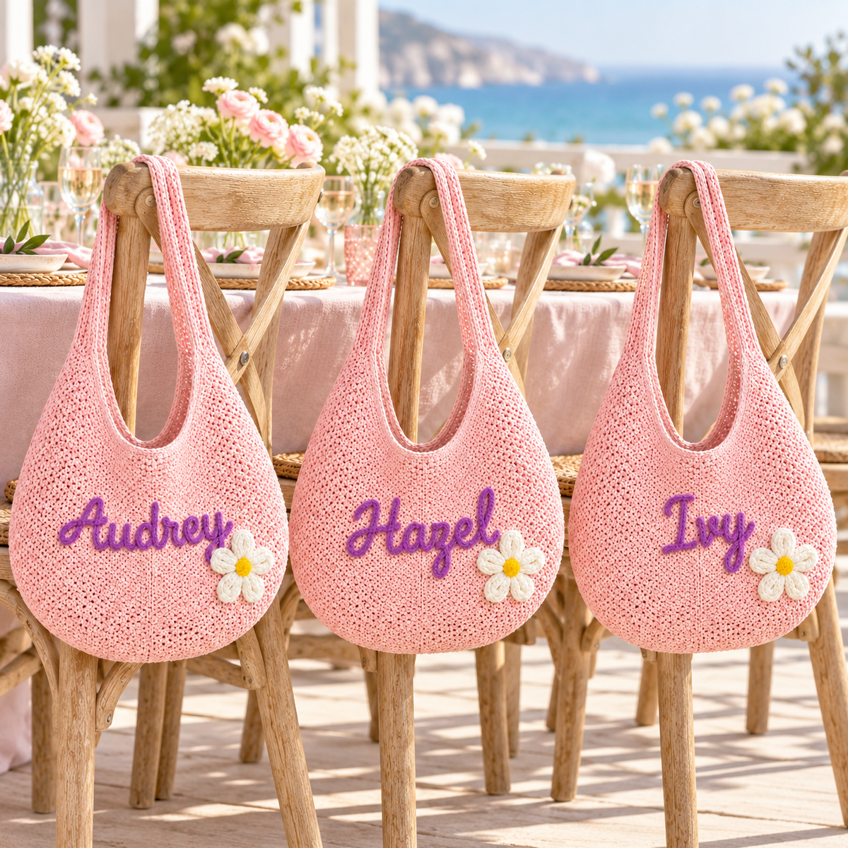 Farewell Brunch Keepsake Embroidered Beach Tote Bag; personalized party. One Day for Lifetime