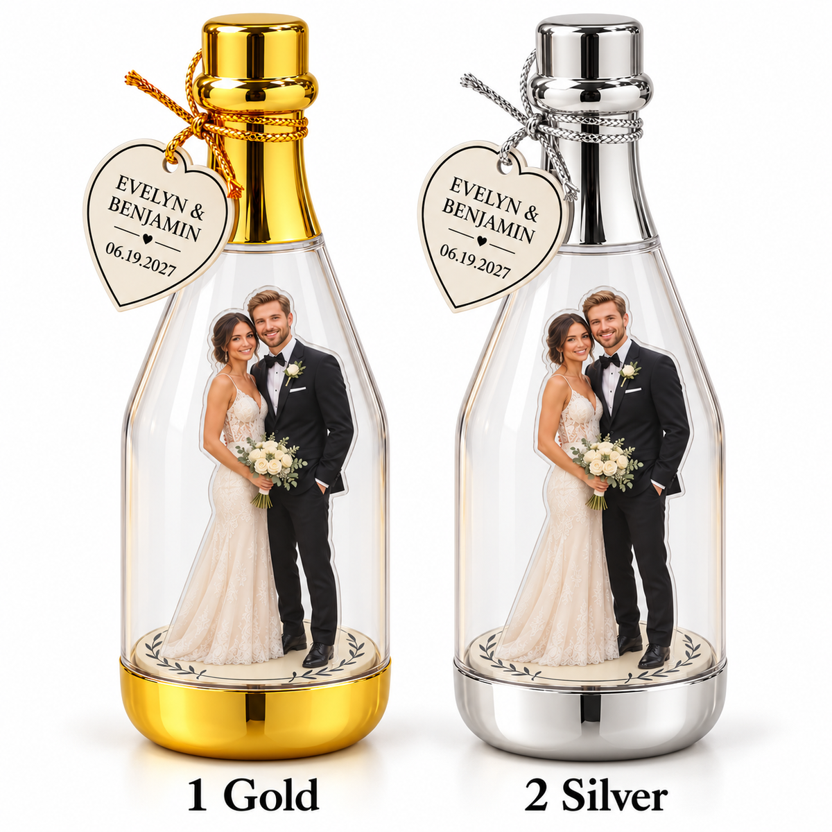 Minimal Couple personalized photo standee bottle - finish options