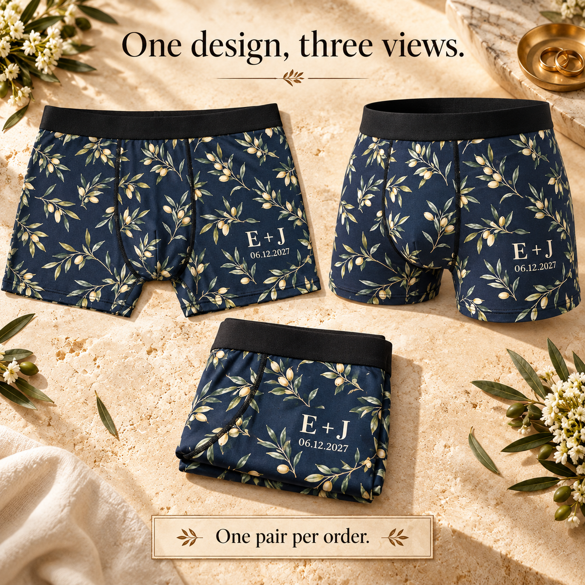 Heirloom Initials Personalized Boxer Briefs; display options. One Day for Lifetime