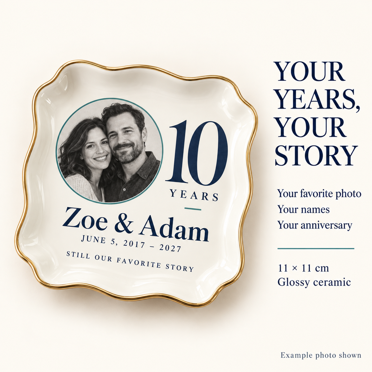 The Anniversary Portrait | Personalized Ceramic Ring Dish - personalization guide
