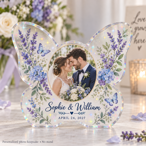Vœux Papillon | Plaque photo hologramme personnalisée