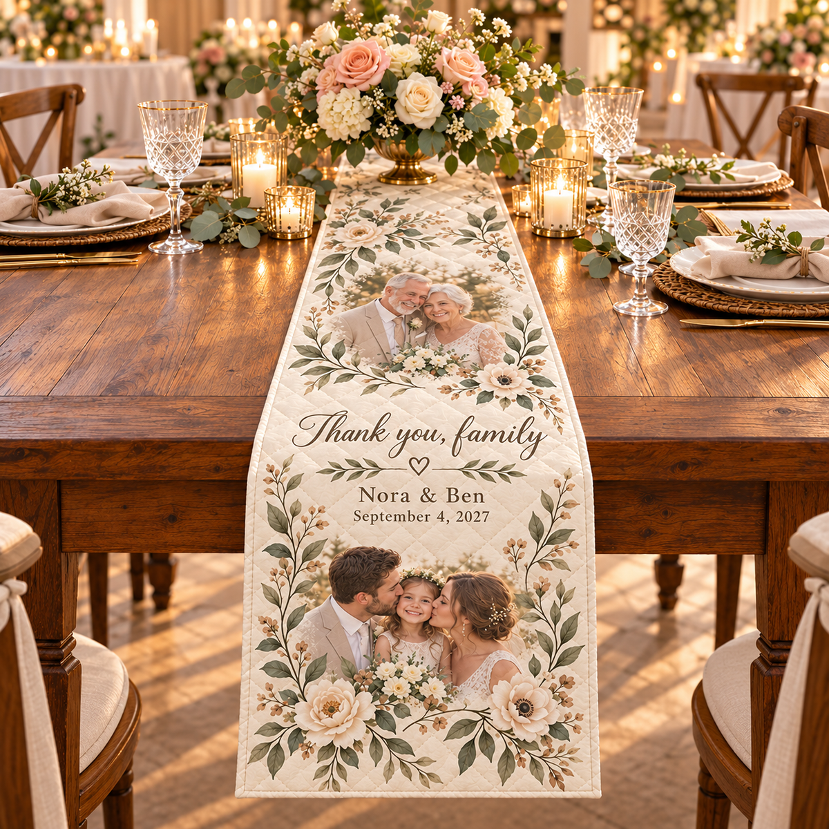 A Place at Our Table Quilt Table Runner; variant setting. One Day for Lifetime