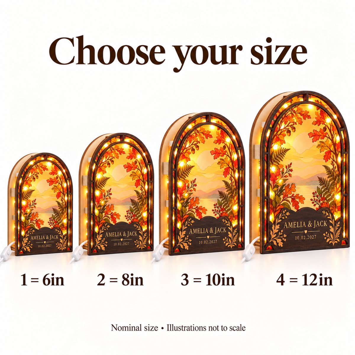 Autumn Arch suncatcher led light box - size options