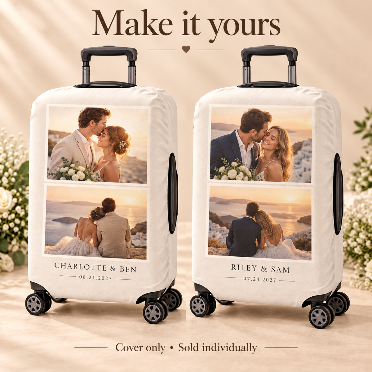 Wedding Photo Memories Luggage Cover; personalized examples. One Day for Lifetime