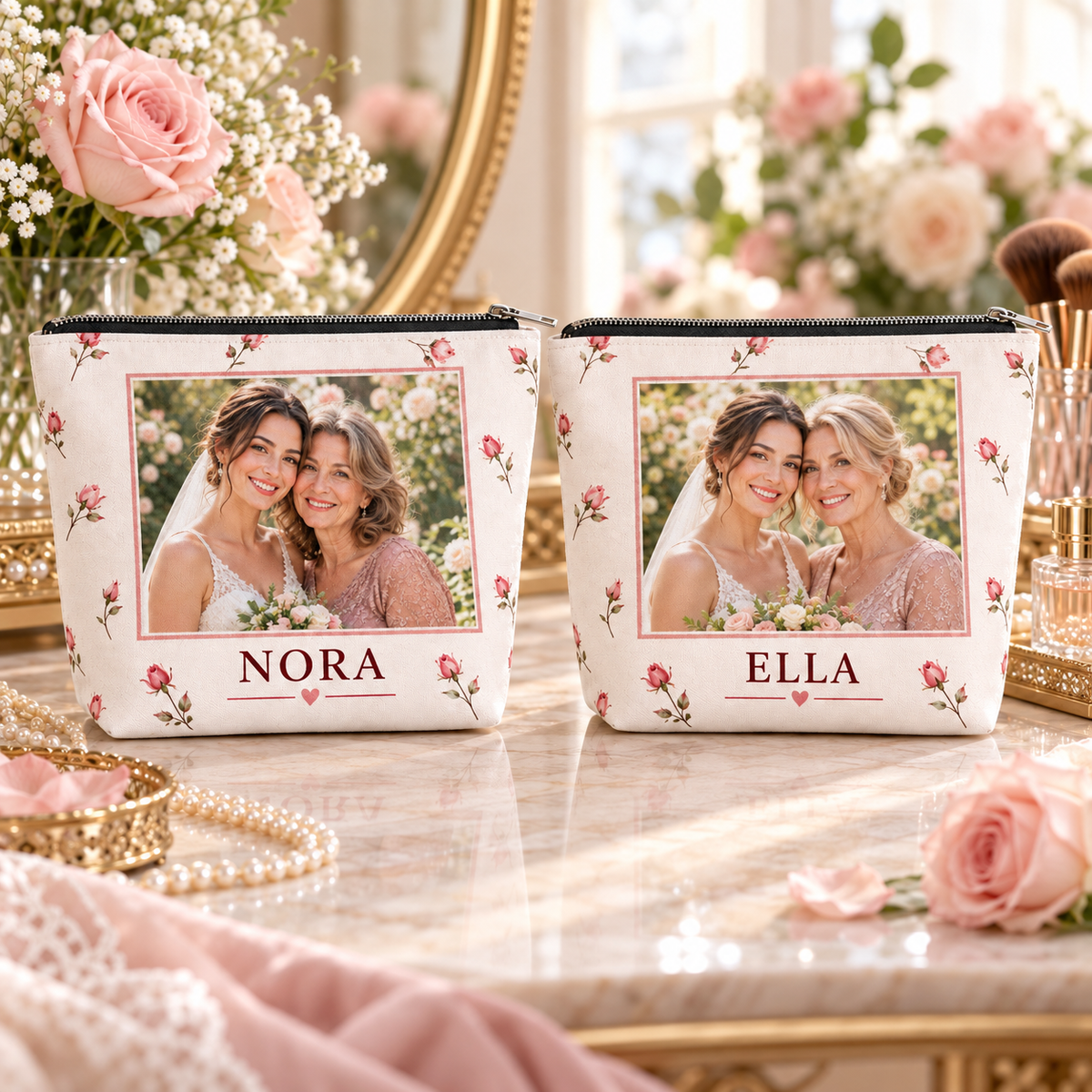 A Memory for Mom Cosmetic Bag; personalization examples. One Day for Lifetime
