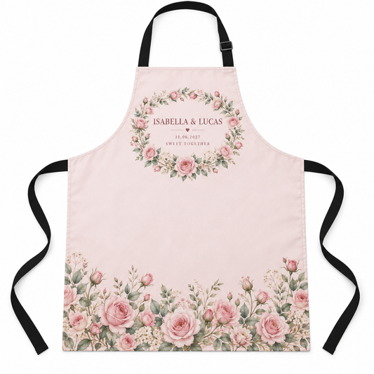 Blush Rose Garden personalized wedding apron - hero