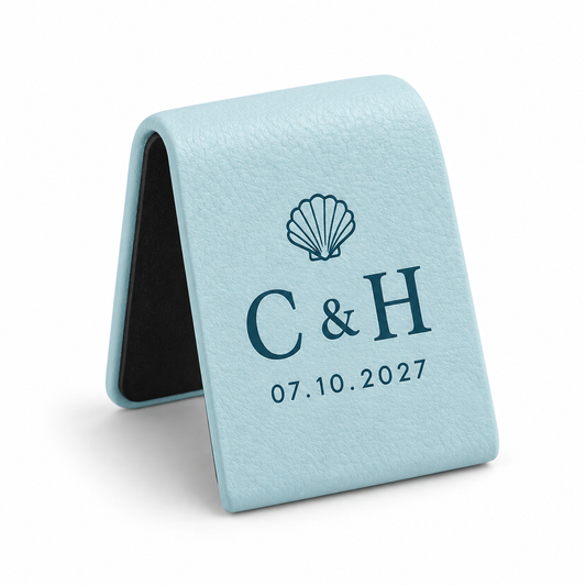 Coastal Shell personalized faux leather bookmark - hero