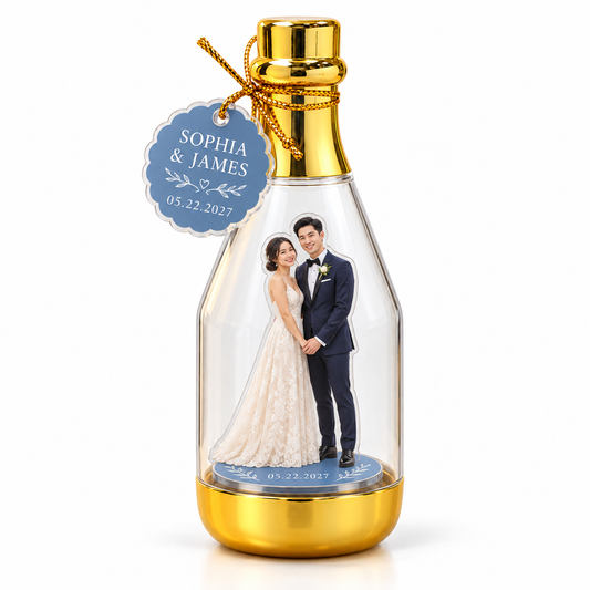 Dusty Blue personalized photo standee bottle - hero