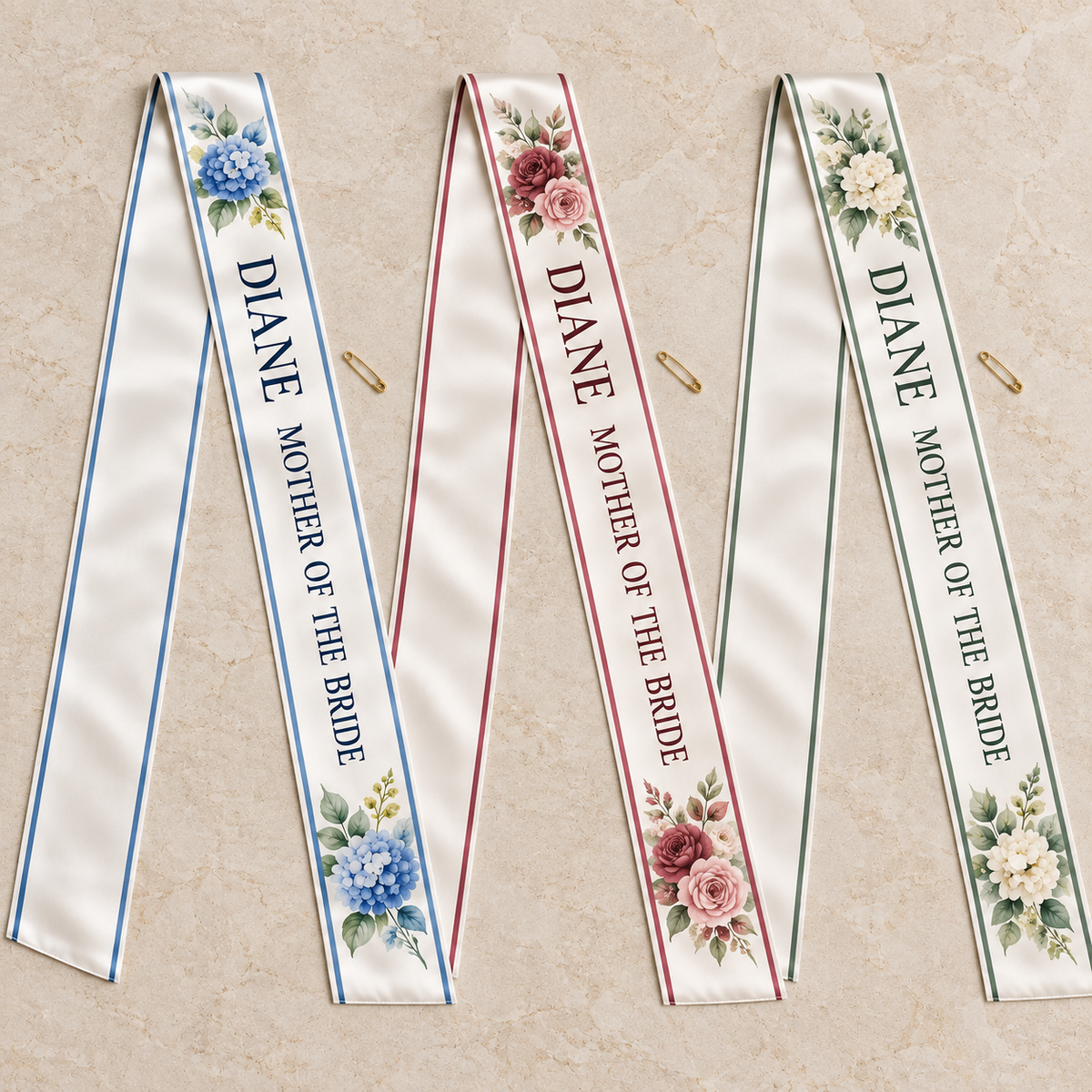 Mother of the Bride Satin Sash; palette options. One Day for Lifetime