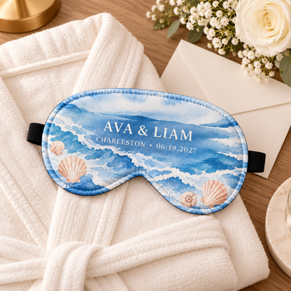 Coastal Honeymoon Sleep Mask; wedding setting. One Day for Lifetime