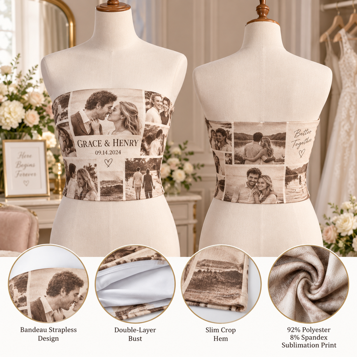 Photo Love Story | Personalized Tube Top - angle