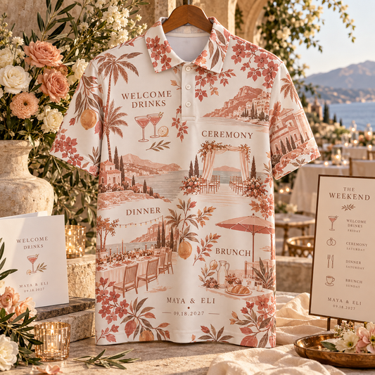 Wedding Weekend Itinerary Polo Shirt; hero. One Day for Lifetime