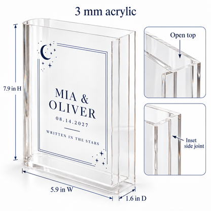 Starry Night personalized acrylic book vase - construction