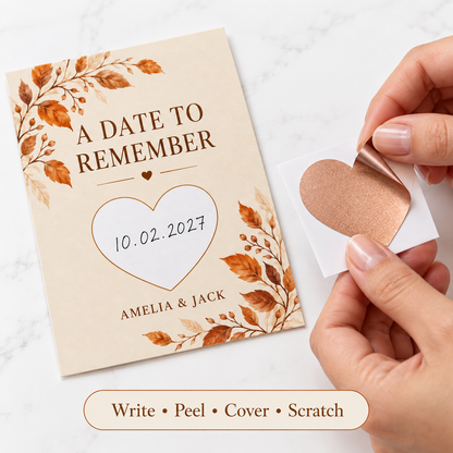 Autumn Date personalized scratch-off card - diy detail