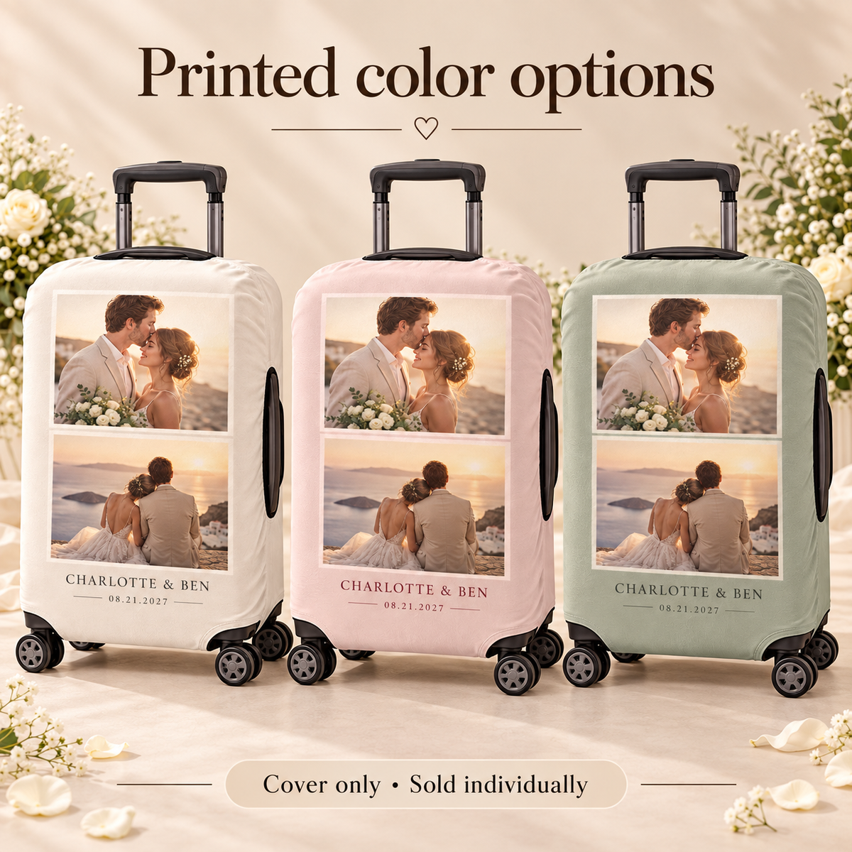 Wedding Photo Memories Luggage Cover; print palettes. One Day for Lifetime