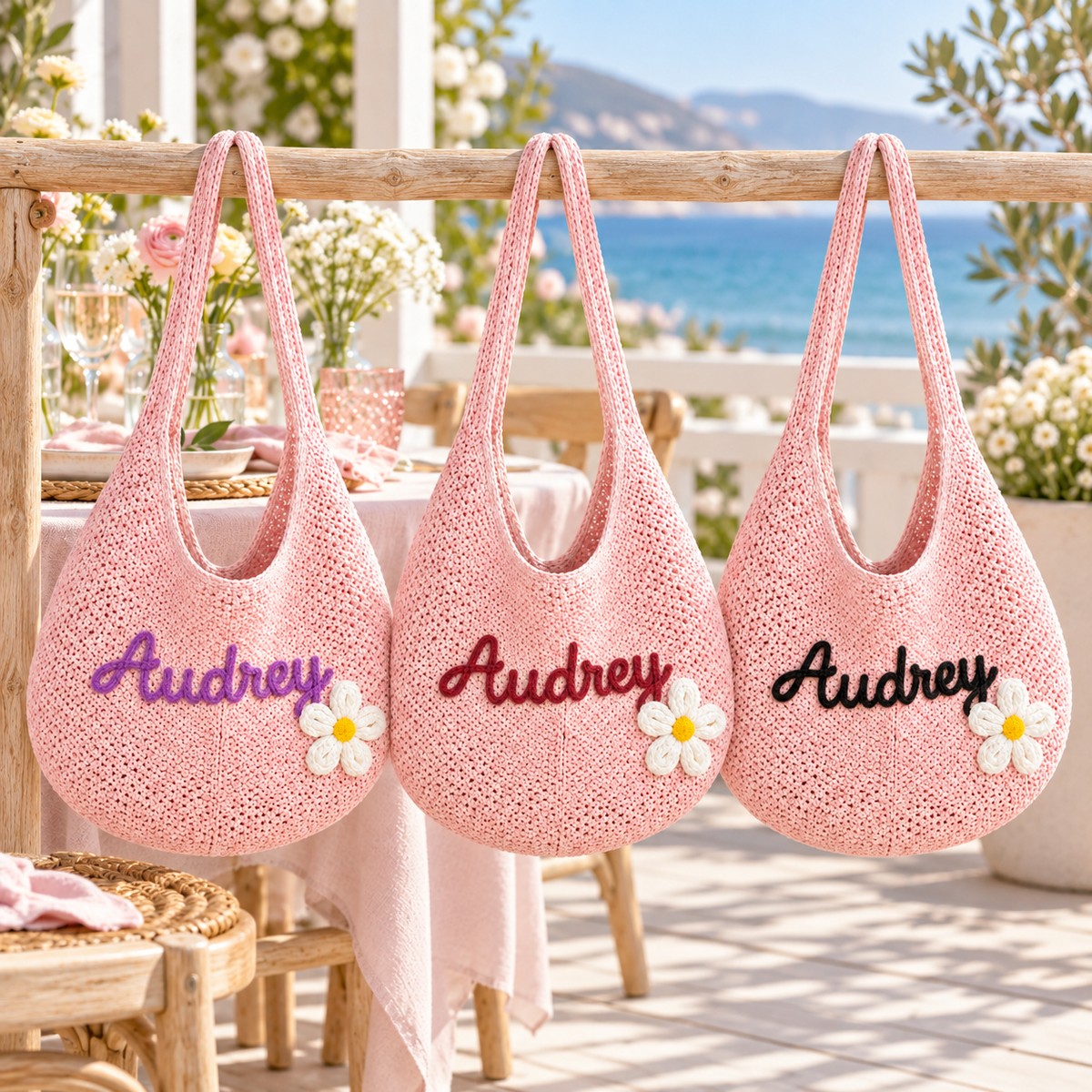 Farewell Brunch Keepsake Embroidered Beach Tote Bag; thread options. One Day for Lifetime