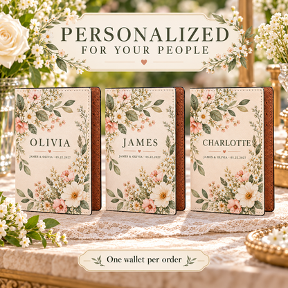 Garden Vows PU Passport Wallet; personalized examples. One Day for Lifetime