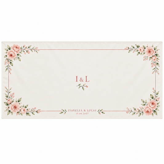Blush Rose Garden wedding table cloth - hero