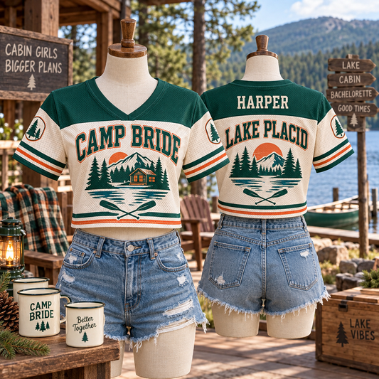 Camp Bride | Personalized Mesh Crop Jersey - hero
