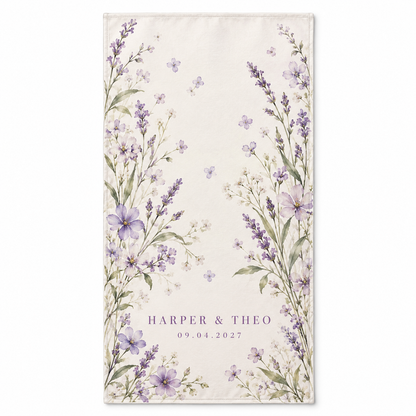 Lilac Meadow personalized wedding hand towel - hero