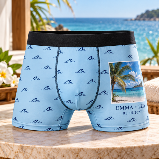 Honeymoon Memory Personalized Boxer Briefs; hero. One Day for Lifetime