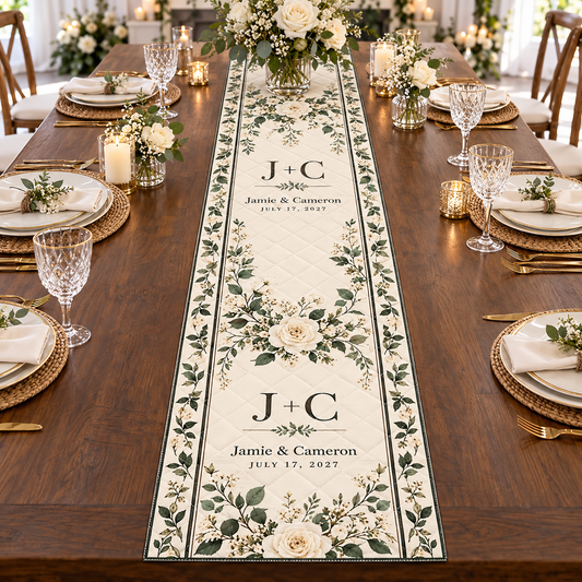 Modern Initials Quilt Table Runner; hero. One Day for Lifetime