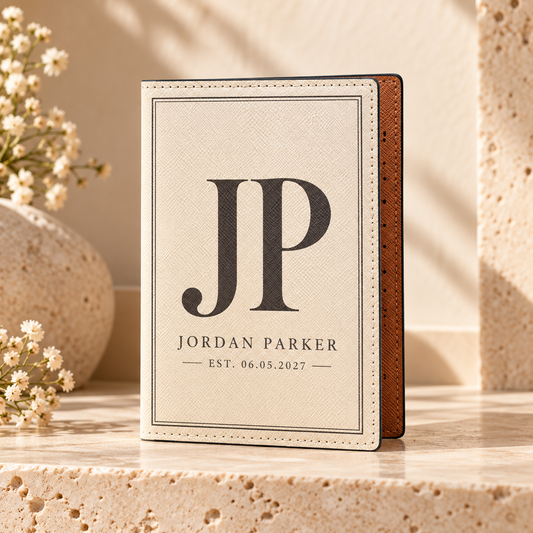 Modern Monogram PU Passport Wallet; hero. One Day for Lifetime
