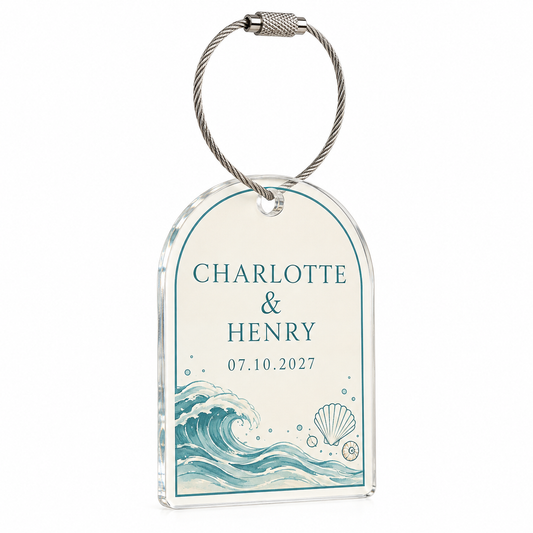 Coastal Teal Arch personalized clear acrylic gift tag - hero