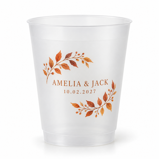 Autumn Leaves personalized frosted wedding cup - hero