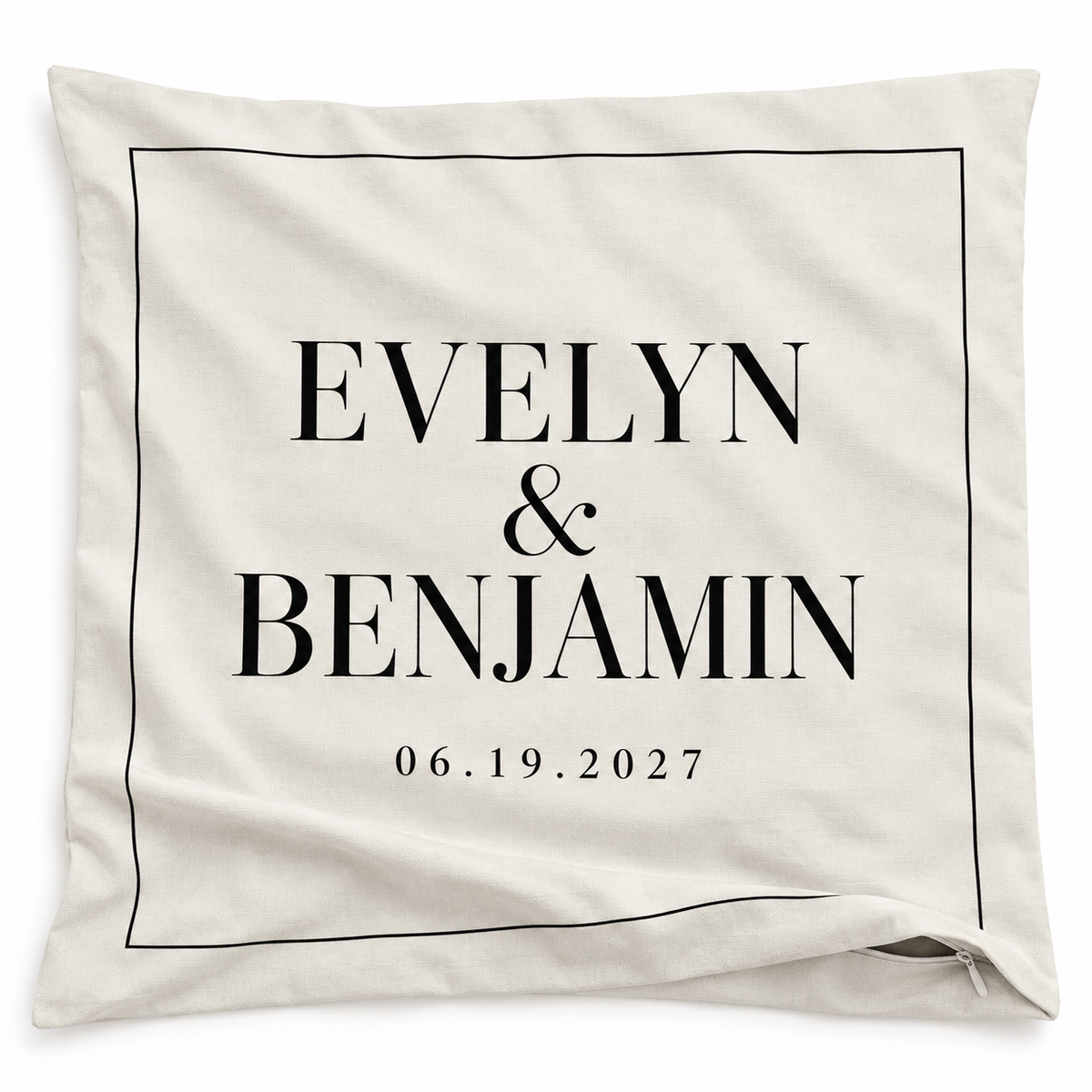 Ivory Editorial personalized wedding pillow cover - hero