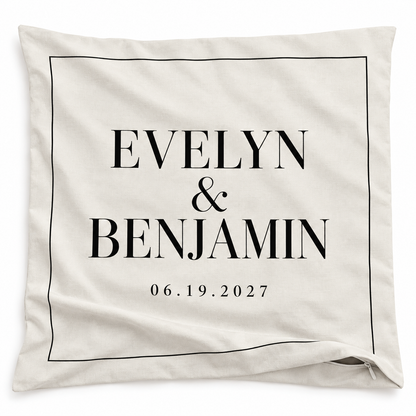 Ivory Editorial personalized wedding pillow cover - hero
