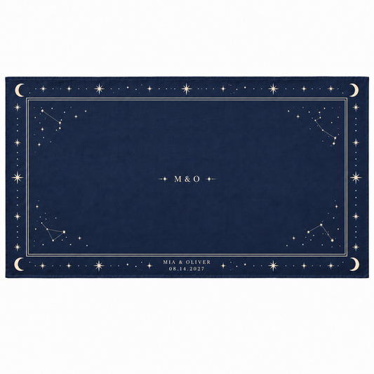 Navy Celestial wedding table cloth - hero