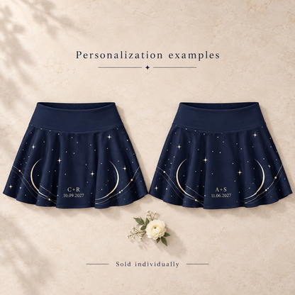 Moonlit Match Tennis Skirt; personalization examples. One Day for Lifetime