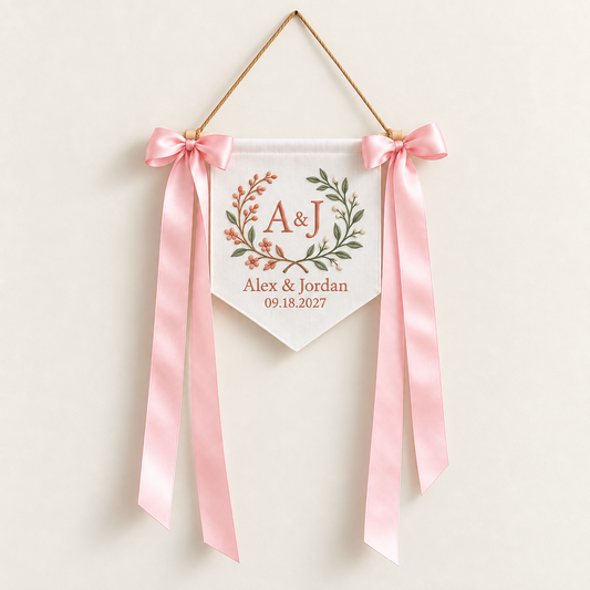 Family Keepsake Embroidered Pennant Banner; hero. One Day for Lifetime
