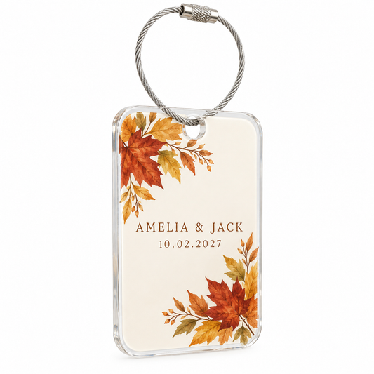 Autumn Leaf personalized clear acrylic gift tag - hero