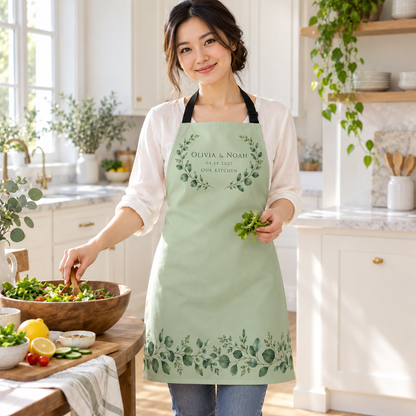 Sage Eucalyptus personalized wedding apron - kitchen