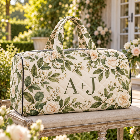Garden Monogram Personalized Quilted Weekend Bag; hero. One Day for Lifetime
