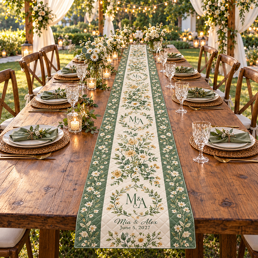 Garden Reception Quilt Table Runner; hero. One Day for Lifetime