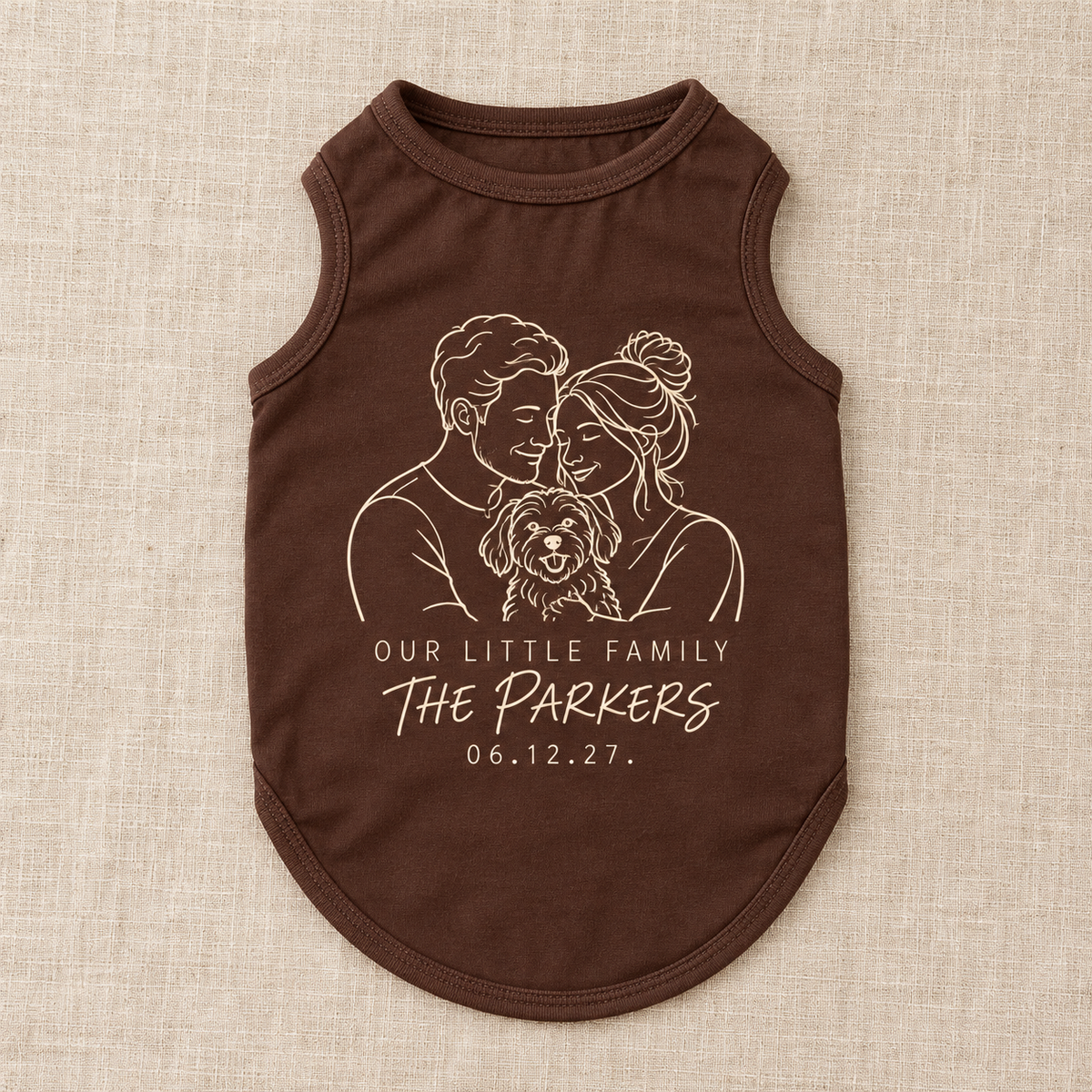 Family Line Portrait Pet Tank Top; hero. One Day for Lifetime