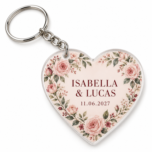 Blush Roses personalized acrylic wedding keychain - hero