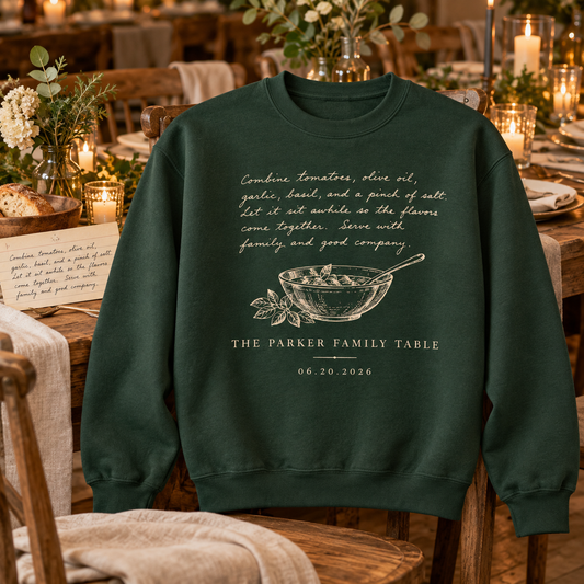 Family Recipe Personalized Crewneck Sweatshirt; hero. One Day for Lifetime