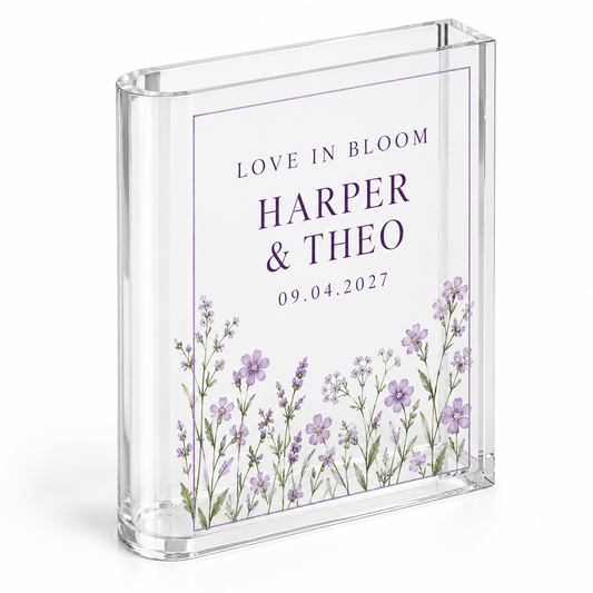 Lilac Love In Bloom personalized acrylic book vase - hero