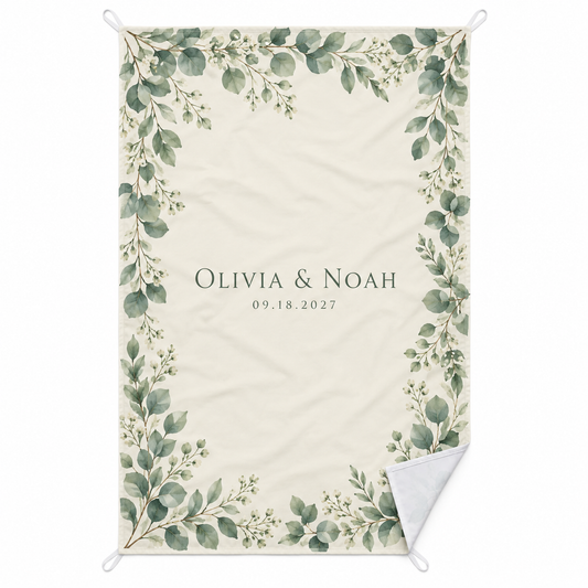 Sage Botanical personalized sand-proof beach blanket - hero