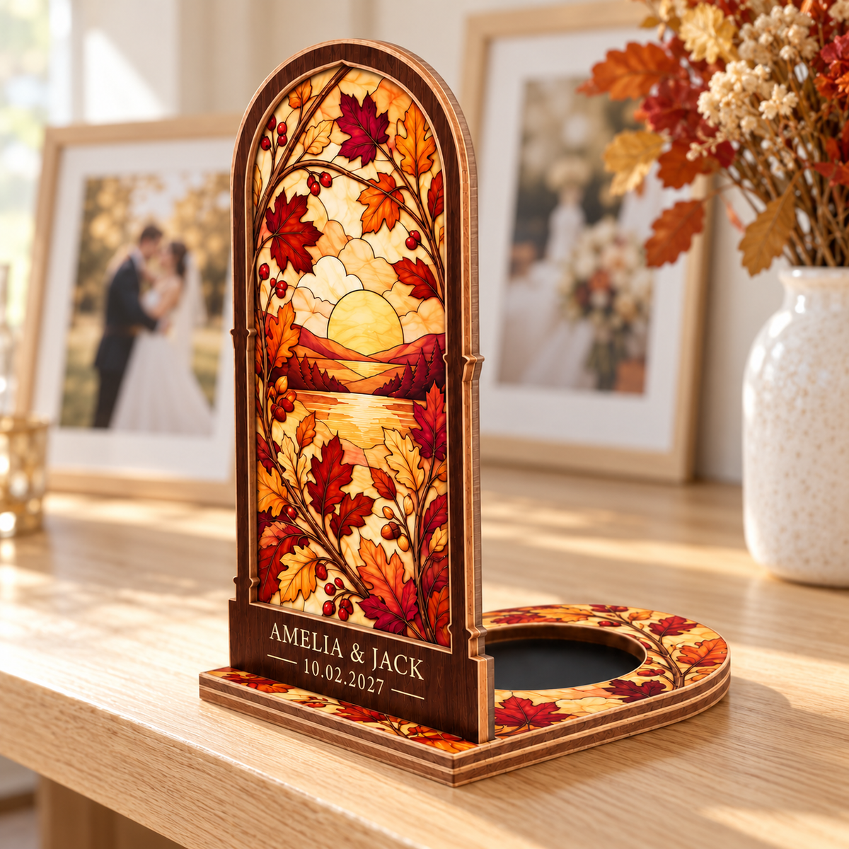 Amber Autumn suncatcher candle holder - keepsake shelf