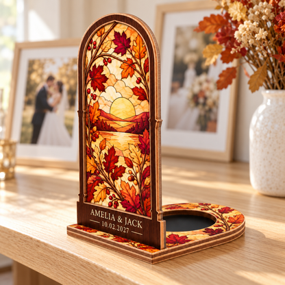 Amber Autumn suncatcher candle holder - keepsake shelf