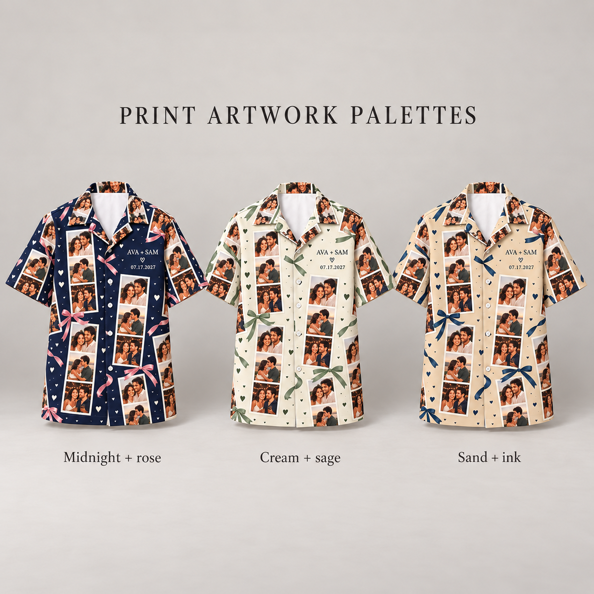Our Story Photo Strips Hawaiian Shirt; artwork palettes. One Day for Lifetime