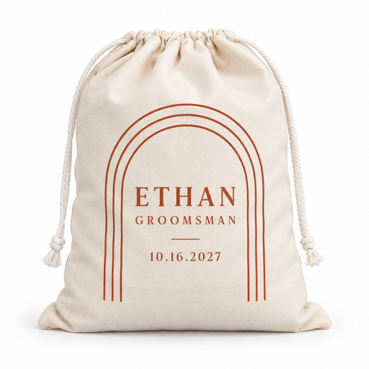 Terracotta Arches personalized drawstring gift bag - hero