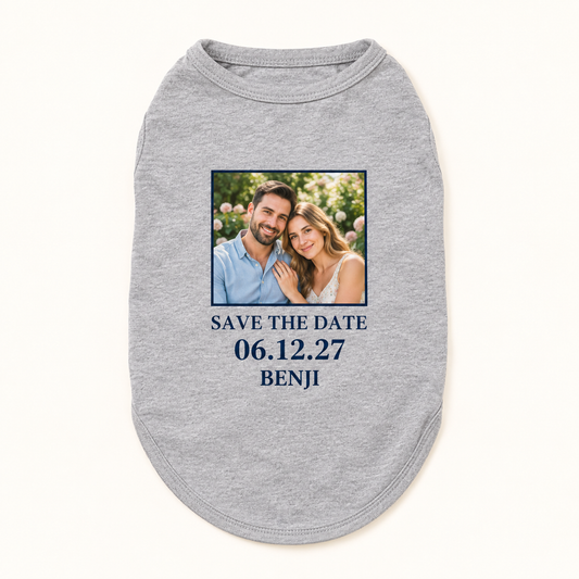 Photo Save the Date Pet Tank Top; hero. One Day for Lifetime
